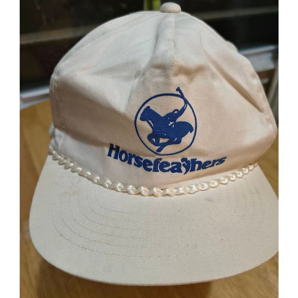 Horsefeathers vintage-style trucker cap hat embroidered logo braided rope at bri